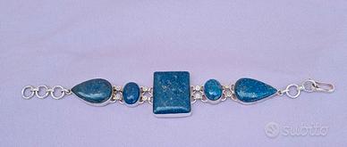 Vintage bracciale argento 925 pietre lapislazzuli