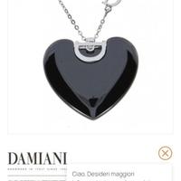 Collana cuore oro bianco diamante onice di DAMIANI