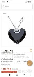 Collana cuore oro bianco diamante onice di DAMIANI