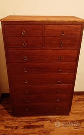 cassettiera impiallacciata in mogano 