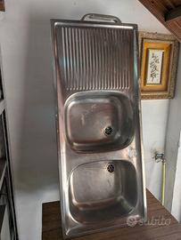 lavello cucina acciaio inox doppia vasca con gocc.