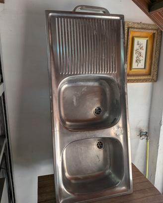 lavello cucina acciaio inox doppia vasca con gocc.