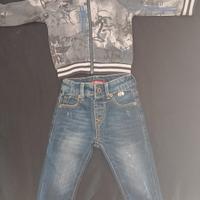 jeans bimbo 9 mesi e giacchetto con chiusura e cap
