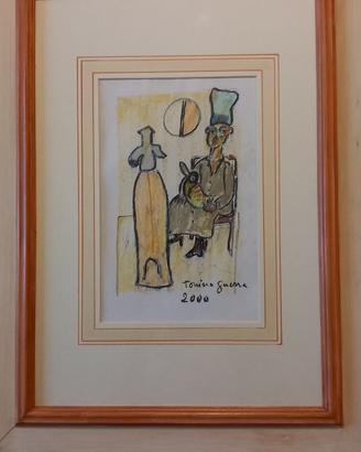 Quadro Tonino Guerra pastello su carta anno 2000