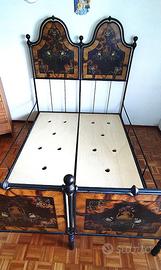 letto fine '800 in ferro e inserti madreperla