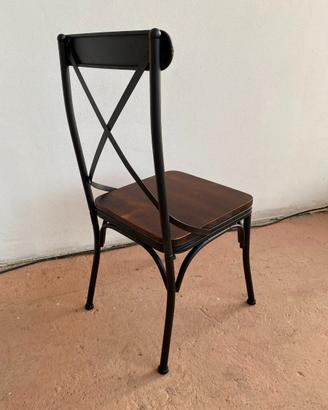 Sedie Nuove Vintage Industriale in Legno e Metallo