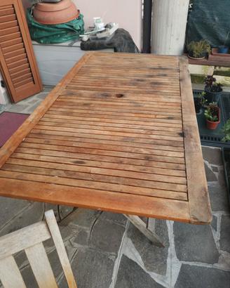 Tavolo da giardino richiudibile e 4 sedie in Teak