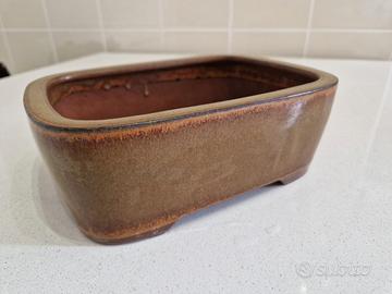 Vaso Giapponese bonsai smaltato marrone 25cm