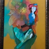 Eugenio Pardini, Ragazza e fiori, cm 70x50