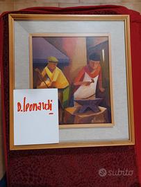 leonardi dipinto olio su tela con certificato 
