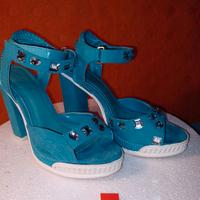 Scarpa alta donna turchese scamosciata tacco 11 Tg