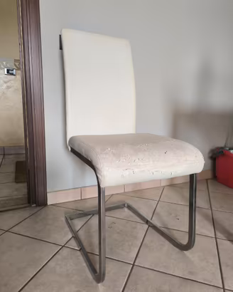 Set 4 sedie moderne in ecopelle bianca e metallo