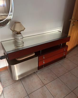 Toeletta vintage anni 70 con soecchio e pouf