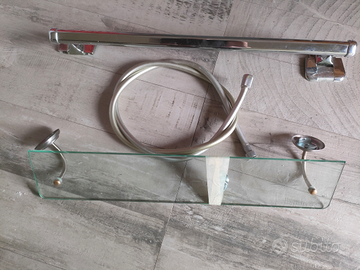 Kit bagno porta asciugamani e mensolina in cristal