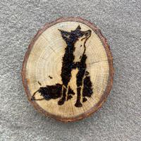 ciocchetto legno con volpe