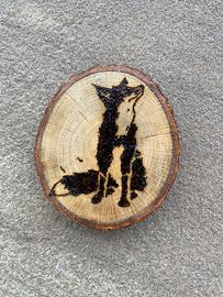 ciocchetto legno con volpe