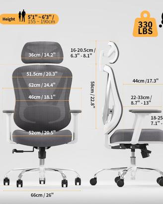 Sedia da ufficio/gaming ergonomica.