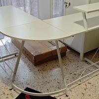 Scrivania Tavolo bianco Gamer a L elle con alzata