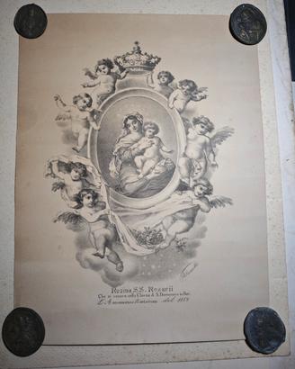 1889 Litografia Madonna Rosario Bari San Domenico 