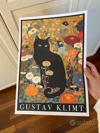 Poster stampa Klimt gatto nero camera bambini