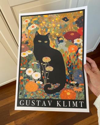 Poster stampa Klimt gatto nero camera bambini