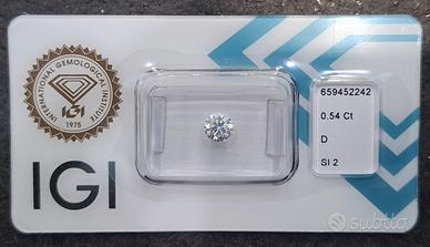 0.54 D SI2 3EX N Diamante NATURALE Certificato IGI