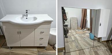 mobile bagno bianco con specchio 106cm