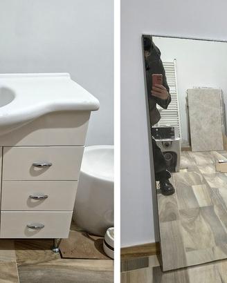 mobile bagno bianco con specchio 106cm