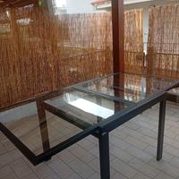 Tavolo acciaio e cristallo , allungabile