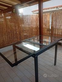 Tavolo acciaio e cristallo , allungabile