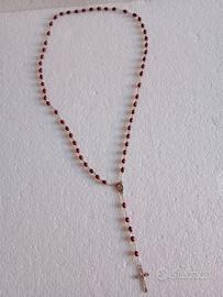 Coroncina del Rosario con grani ovali Rosso Scuro 