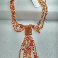 NUOVO Parure Collana e Bracciale in Agata e Perle 