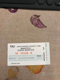 Biglietto bus tep parma non convalidato L. 600 '90