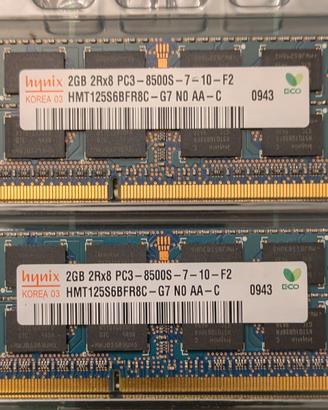 Ram Hynix 4gb (2x2gb) sodimm DDR3 per notebook