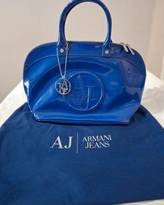 Borsa Armani Jeans vernice Blu elettrico 