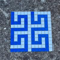 mosaico greca piastrelle 25x25 bianco e blu 135mq