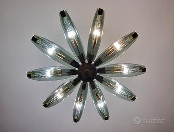 grande lampadario Fontana Arte anni 50 vetri curvi