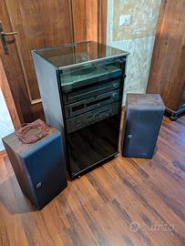 Impianto Hi-Fi Vintage Akai con mobile e casse RCF