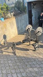 Panca multifunzionale + bilancere + pesi 70Kg