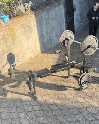 Panca multifunzionale + bilancere + pesi 70Kg