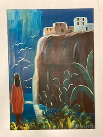 Olio su tela vintage Eliano Fantuzzi