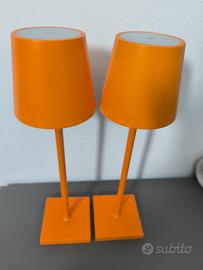 2 lampade da tavolo arancioni led senza filo