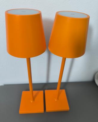 2 lampade da tavolo arancioni led senza filo