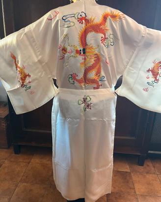 KIMONO CINESE PURA SETA DRAGO RICAMATO