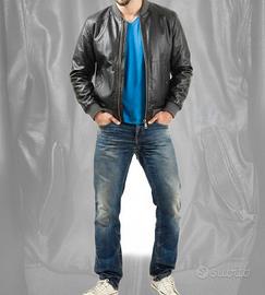 Giubbotto pelle nero Daniele Alessandrini