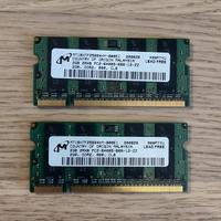Due Moduli di RAM SODIMM 2GB DDR2 800Mhz