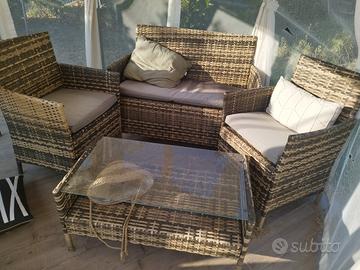 set mobili da giardino rattan