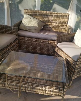 set mobili da giardino rattan