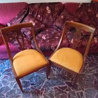 Coppia sedie a pozzetto legno e tessuto ocra