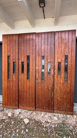 Portone per garage 4 ante in legno Douglas